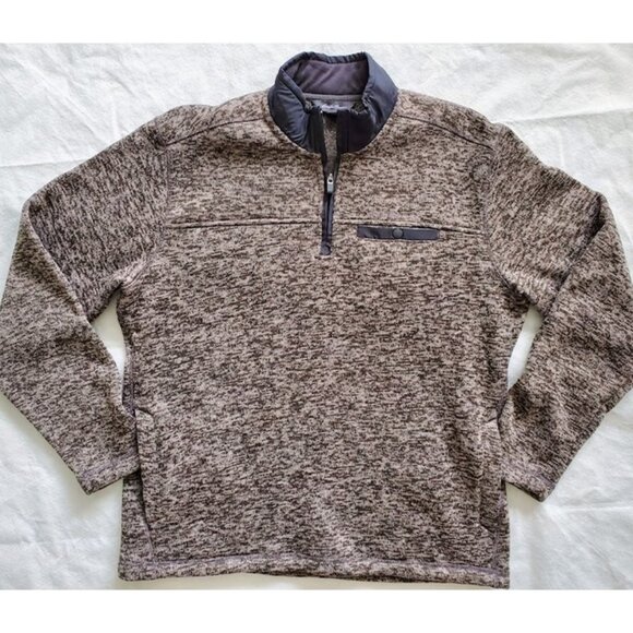 Eddie Bauer Gray 1/4 Zip Pullover Mock Neck Sweater Fleece Lined Size L Layer - Picture 7 of 12